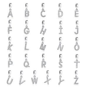 925 Sterling Silver Alphabet A-Z Letter Charm Bead